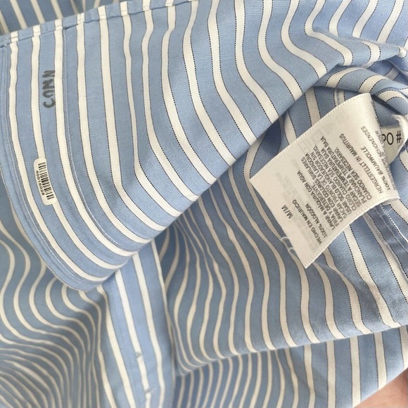Nautica Shirt Mens Medium Blue Striped Button Up Cotton Long Sleeve Spring - Picture 6 of 10